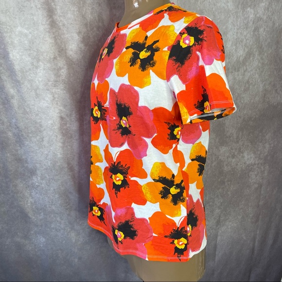 Lands End 100% Cotton Bright Floral Short Sleeve Tee NWT Sizes Medium & Large - Picture 5 of 9